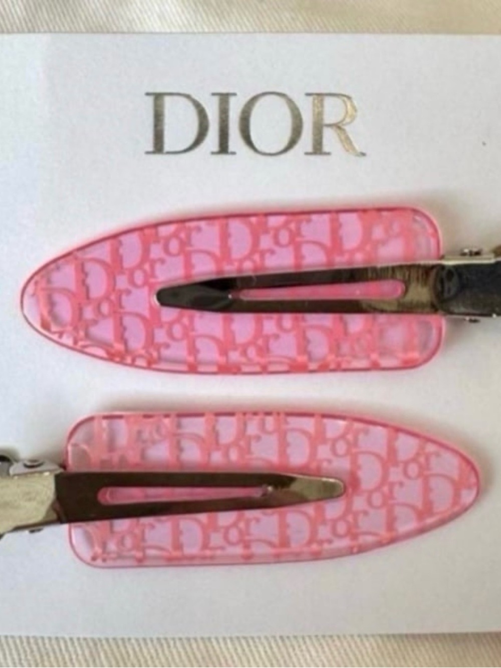 DIOR Barrettes No-Bend Hair Clips -PINK  (ONE PAIR) 
~NEW~